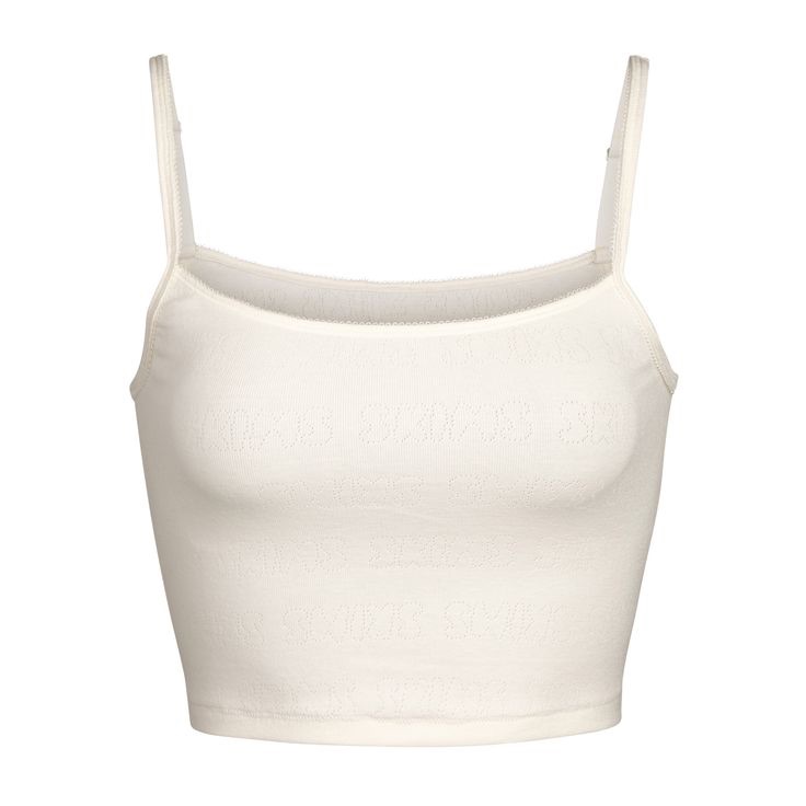 Skims Pointelle Lace Cami Logo In Bone New
